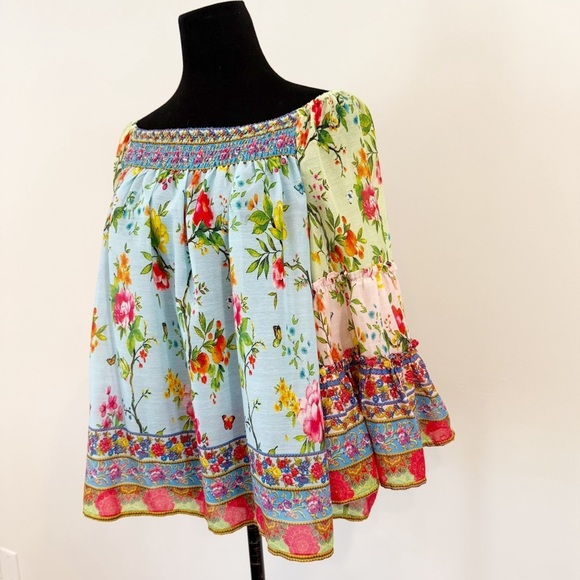 Ruby Yaya Botanica Bellagio Embroidered Bell Sleeves Off The Shoulders Blouse S - Picture 4 of 10